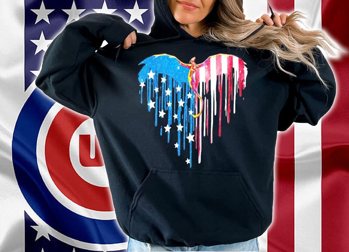 Heart Dragon 4th Of July American Flag t-shirt hoodie