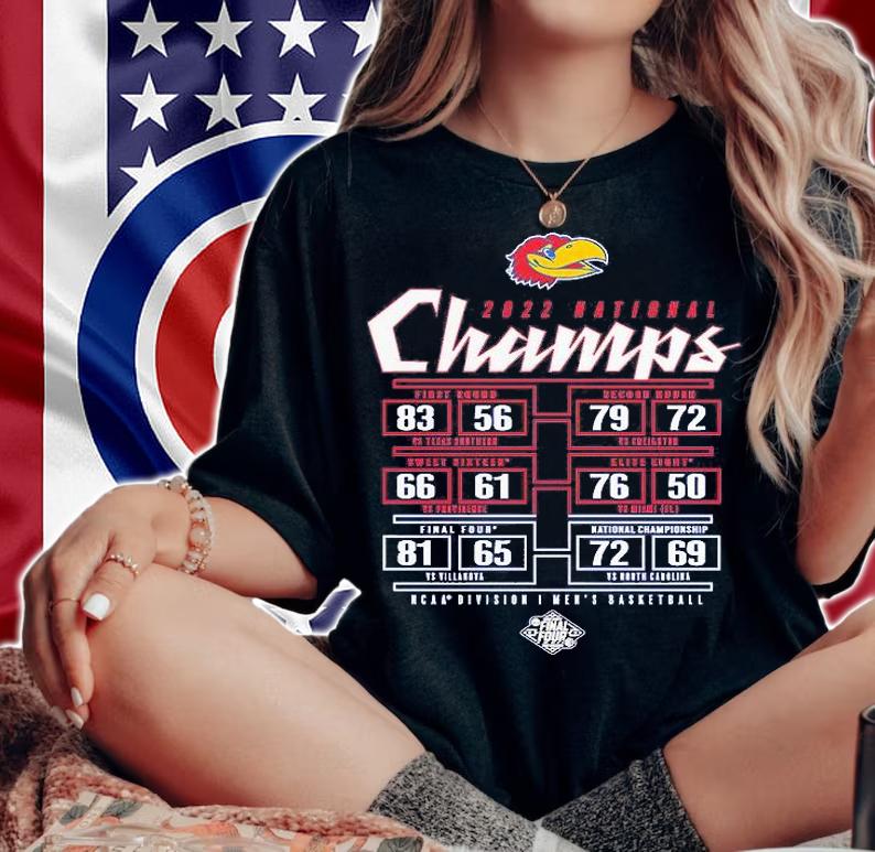 Kansas Jayhawks Women's 2022 NCAA Men's Basketball National Champions T-Shirt woman shirt
