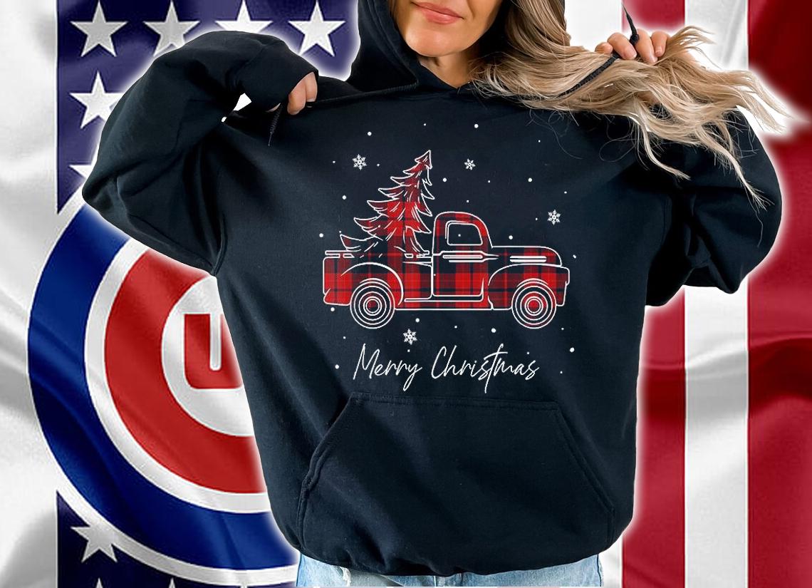 Merry Christmas Buffalo Truck Tree Red Plaid T-Shirt hoodie