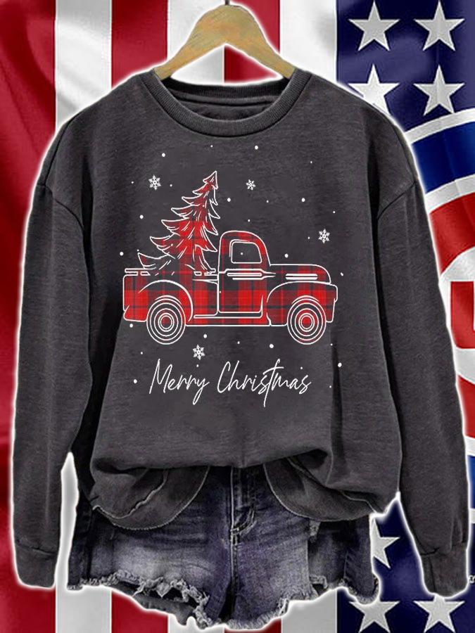 Merry Christmas Buffalo Truck Tree Red Plaid T-Shirt sweatshirt
