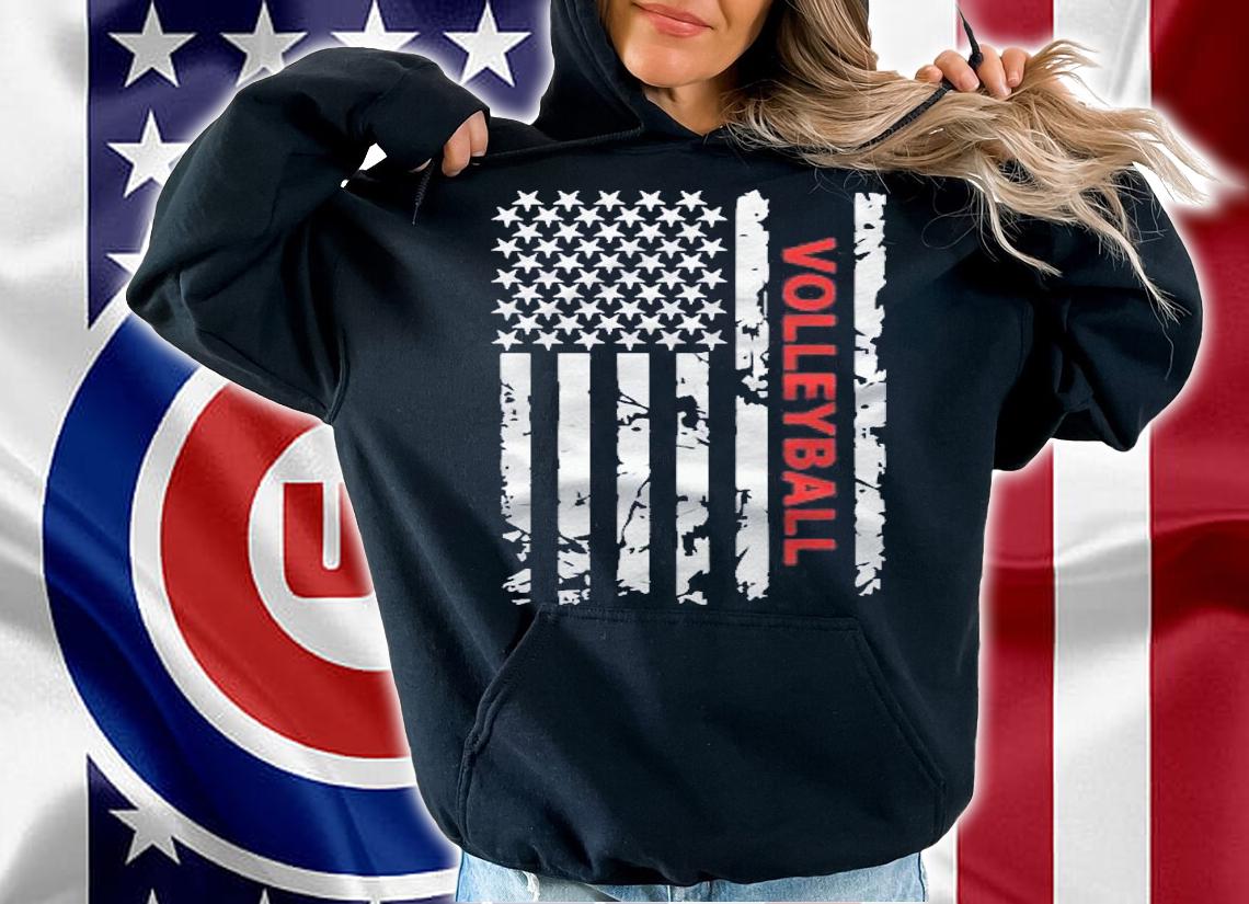 Volleyball Patriotic Usa Flag Volleyball Pullover Blue Small Shirt
