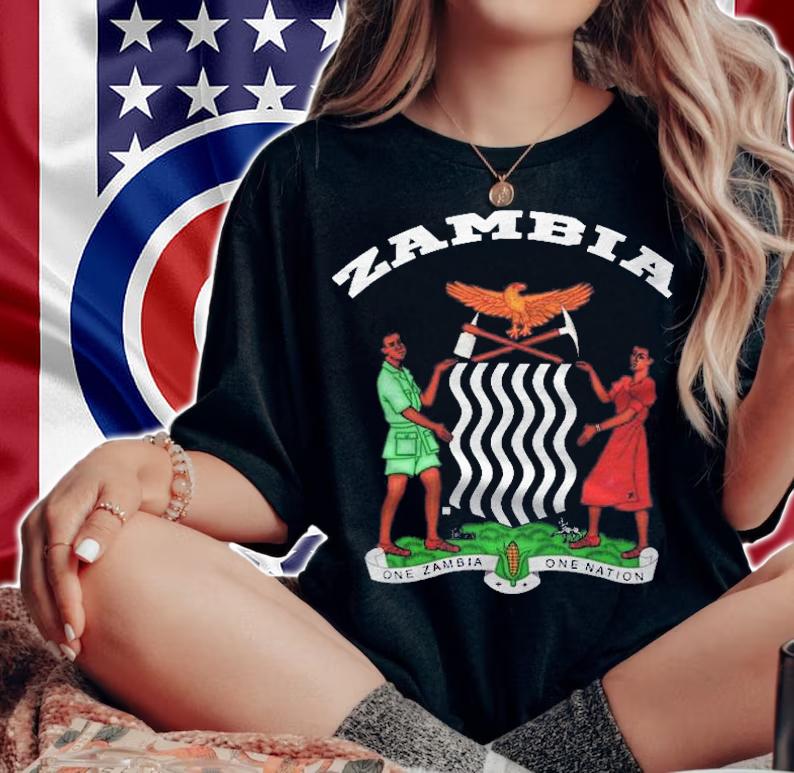Zambia Coat Of Arms Tee Flag Souvenir Zambian Shirt woman shirt