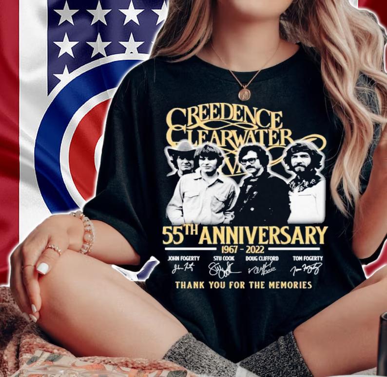 Creedence Clearwater Revival 55th Anniversary 1967-2022 Signatures Thank You For The Memories Shirt woman shirt