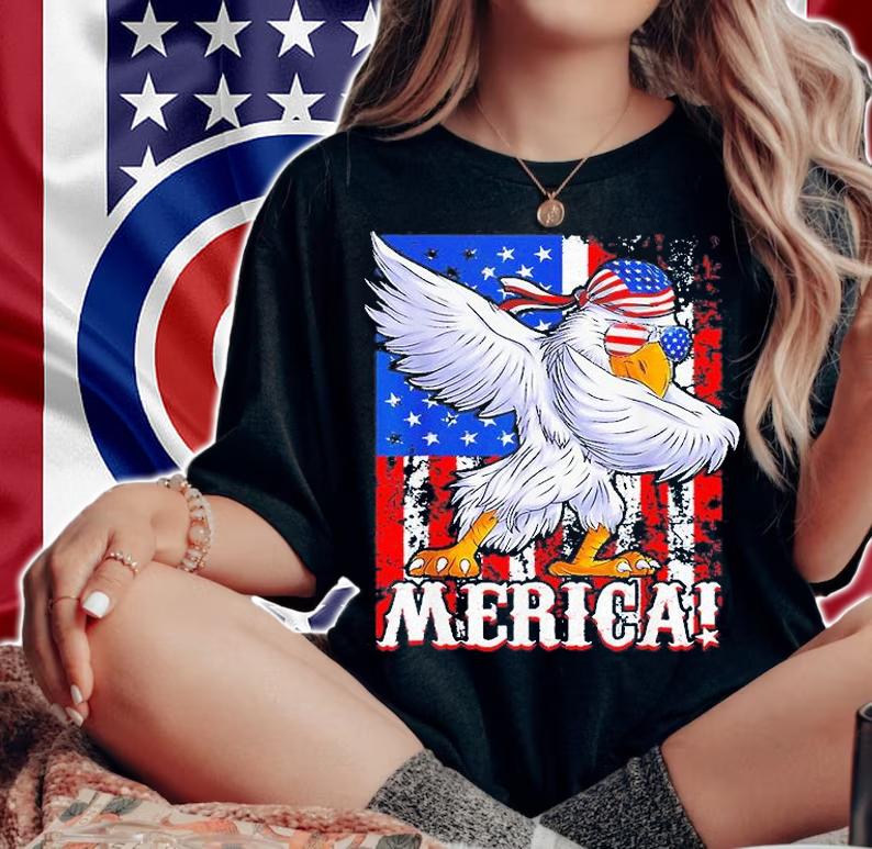Eagle Dabbing American Mullet Merica Ultra Maga 4th Of July T-Shirt woman shirt
