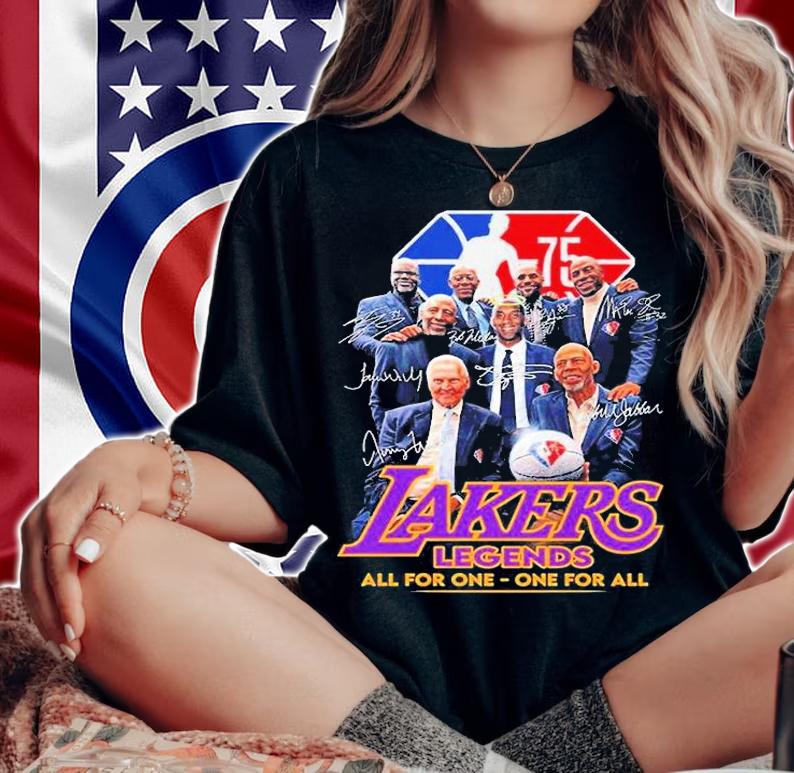 Los Angeles Lakers Legends All For One One For All Signatures 2022 T-Shirt woman shirt