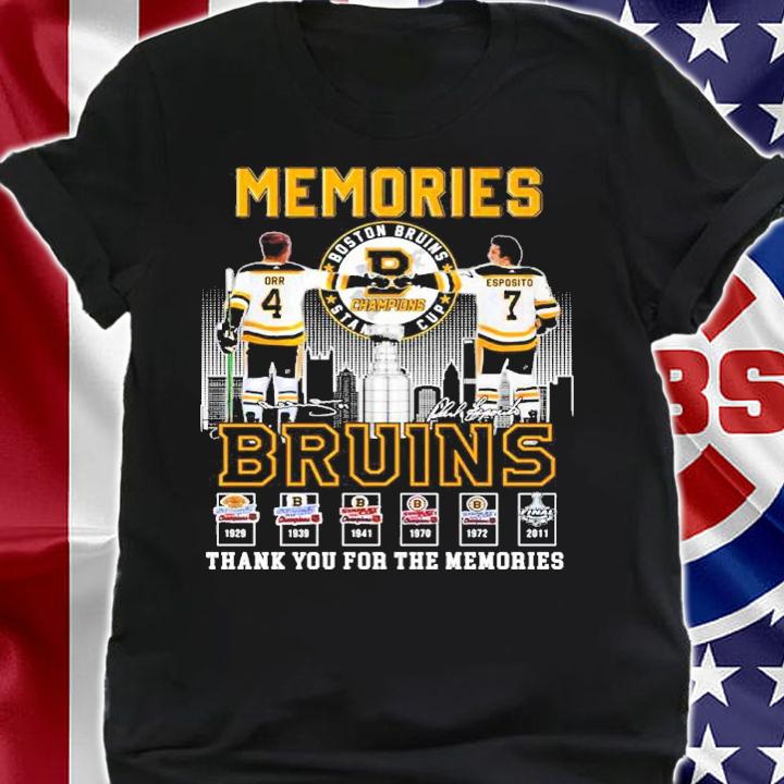 Memories Boston Bruins Stanley Cup Robert G. Orr Vs Philip A. Esposito Signatures Thank You For The Memories Shirt shirt