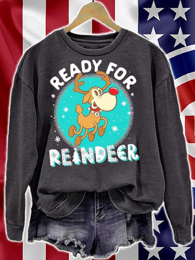 Ready for Reindeer Santa's Rudolph Cartoon Xmas shirt sweatshirt
