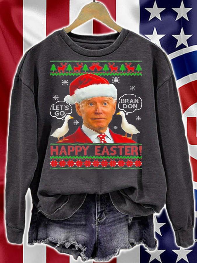 Santa Joe Biden Happy Easter Christmas 2022 Ugly Duck T-Shirt sweatshirt