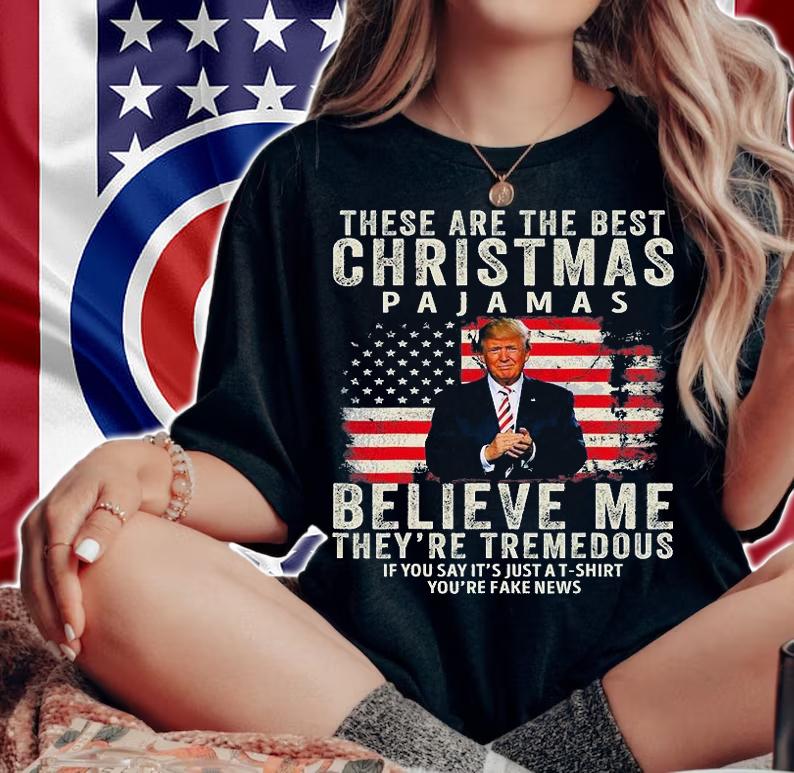 These are The Best Christmas Pajams Believe Me Funny Pajama Vintage Christmas T-Shirt woman shirt