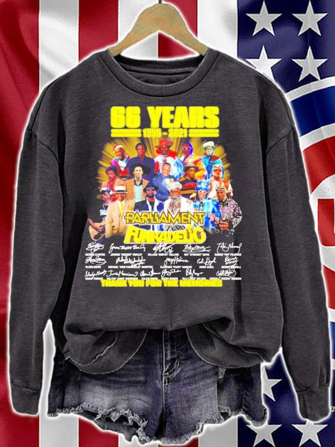 66 years 1955-2021 Parliament Funkadelic signatures shirt sweatshirt
