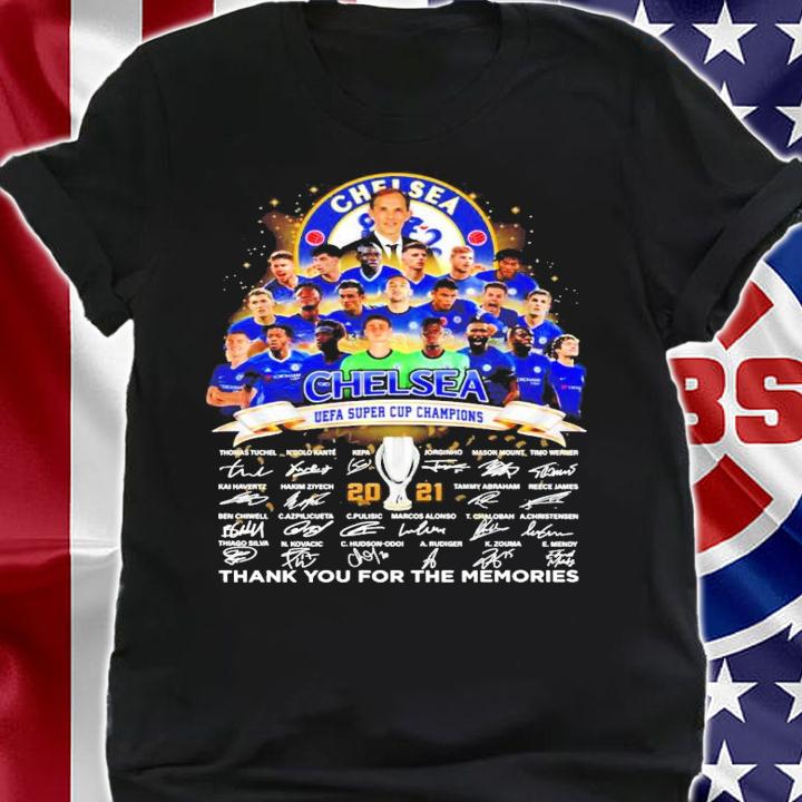 Chelsea UEFA Super Cup Champions 2021 signatures t-shirt shirt