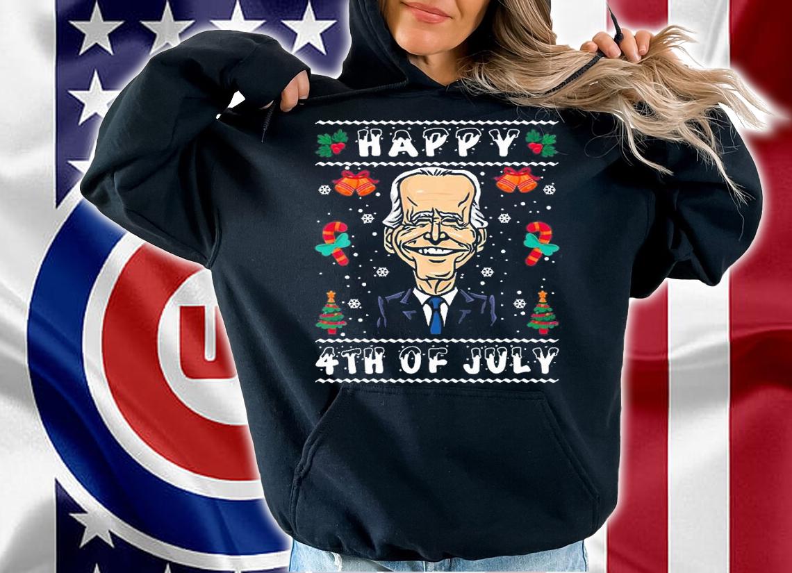 Funny Santa Biden Happy 4Th Of July Ugly Christmas T-Shirt hoodie