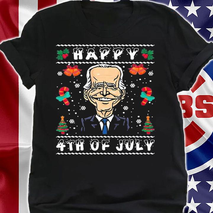Funny Santa Biden Happy 4Th Of July Ugly Christmas T-Shirt shirt