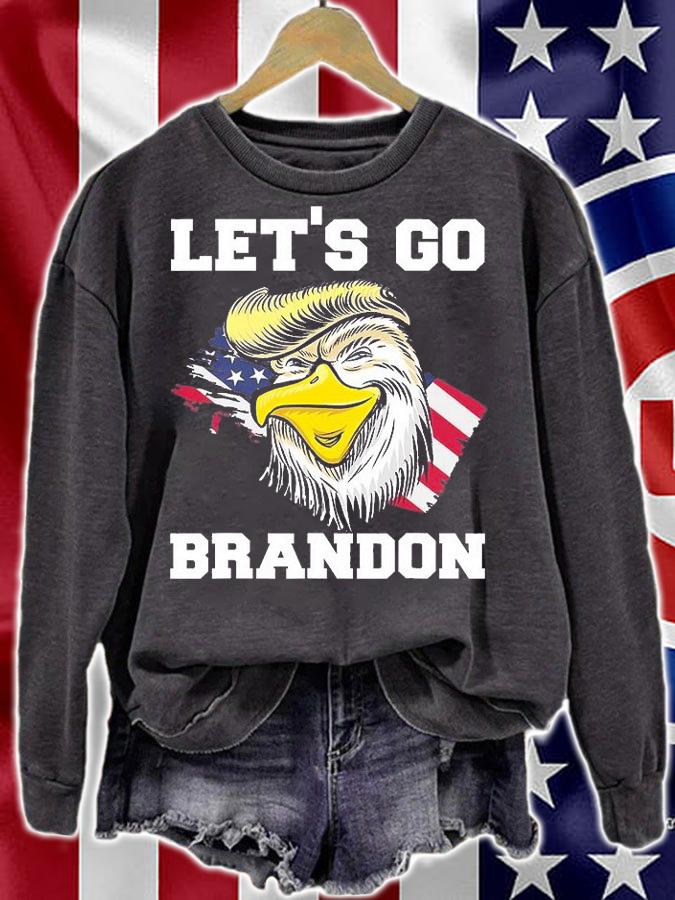 Let's Go Brandon Joe Biden Chant Impeach Biden Trump Flag Eagle Funny T-Shirt