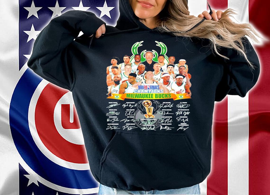 Official Bucks 2021 NBA Champions all team signatures shirt