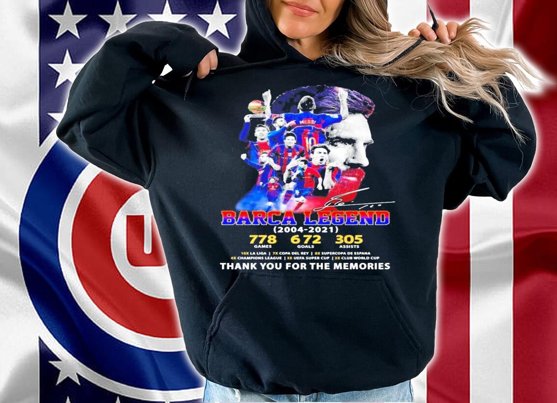 Barca Legend 2004-2021 signatures thank you for the memories shirt hoodie