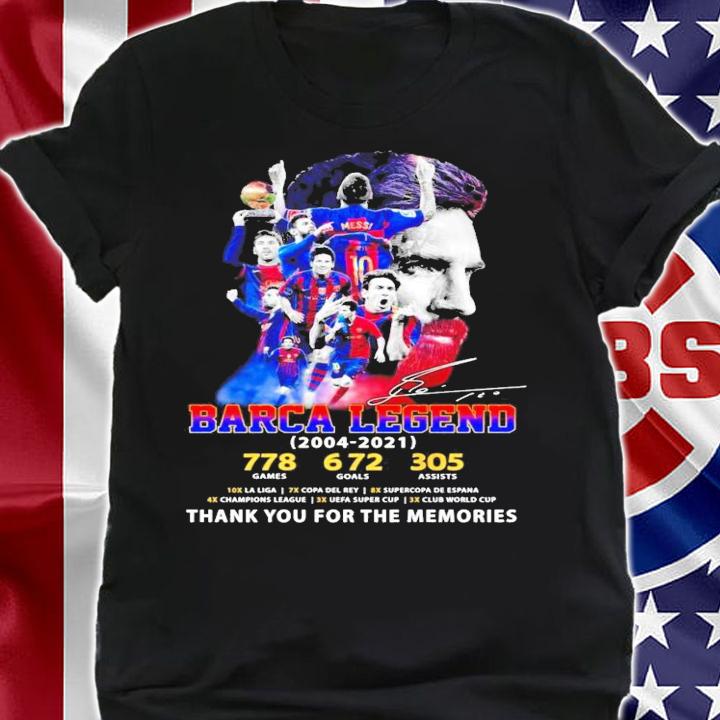 Barca Legend 2004-2021 signatures thank you for the memories shirt shirt