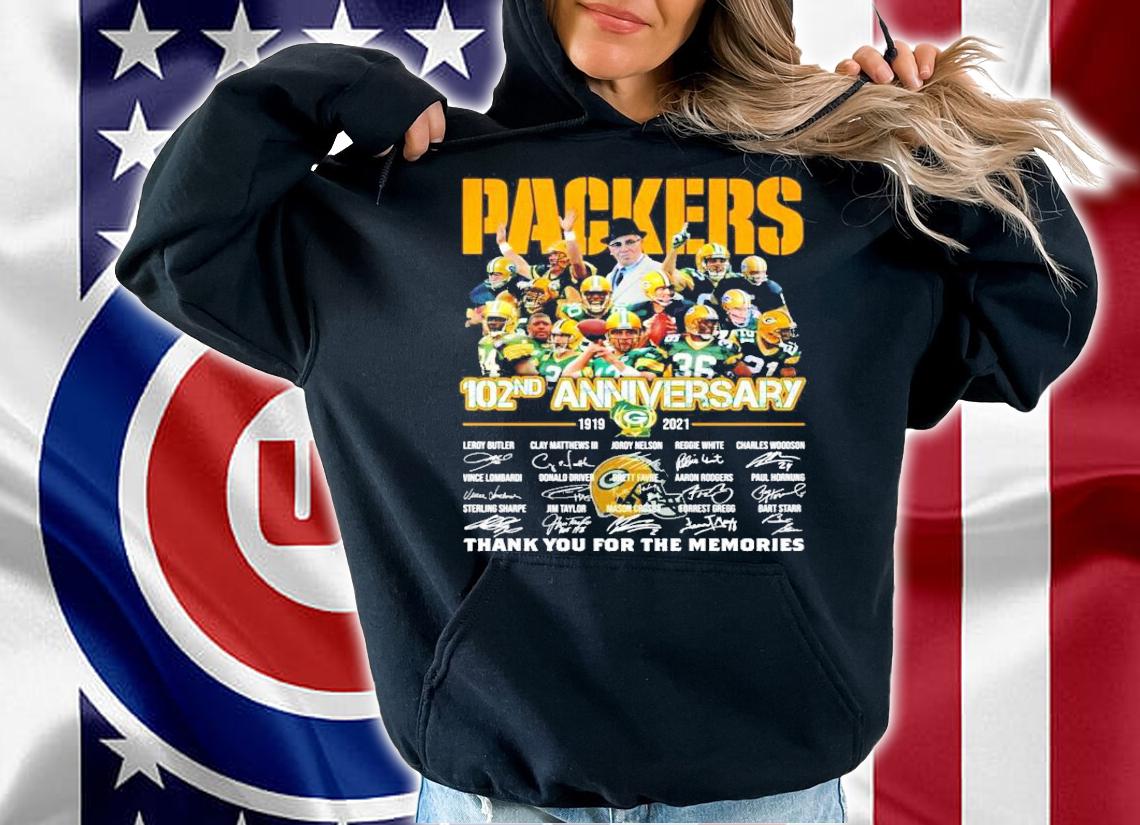 Men's Packers 102nd anniversary 1919-2021 thank you for the memories shirt