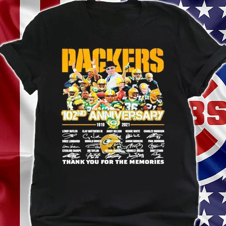 Men's Packers 102nd anniversary 1919-2021 thank you for the memories shirt