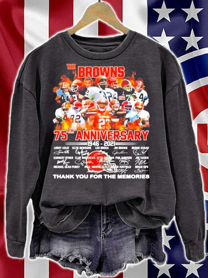 The Browns 75th anniversary 1946-2021 signature thank you for the memories signatures shirt