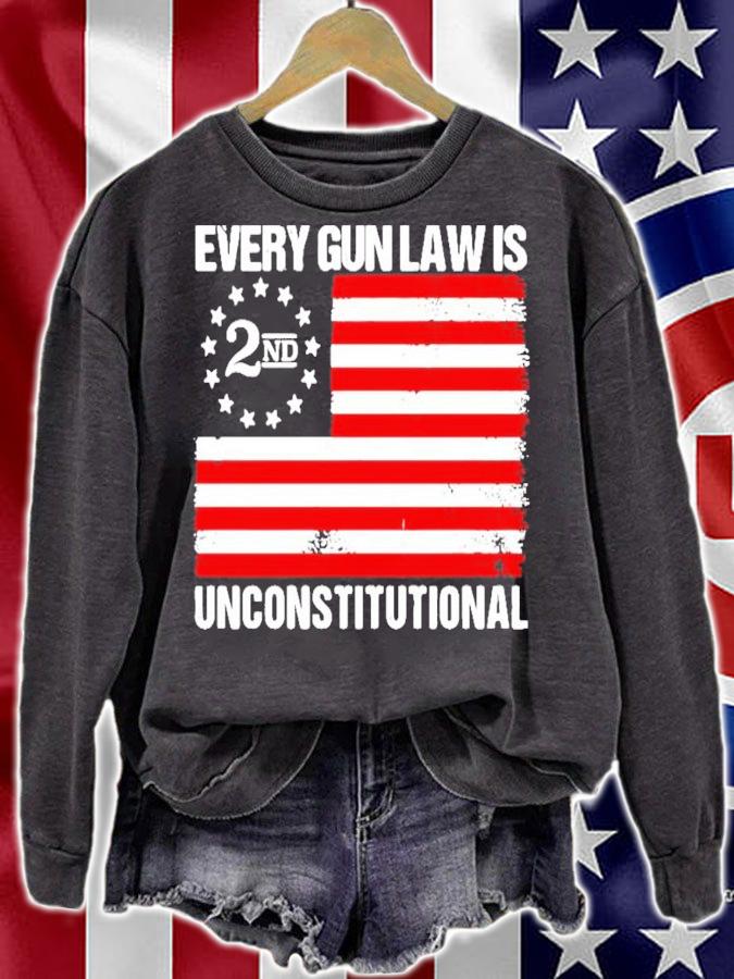2nd every gun law is unconstitutional American flag shirt sweatshirt