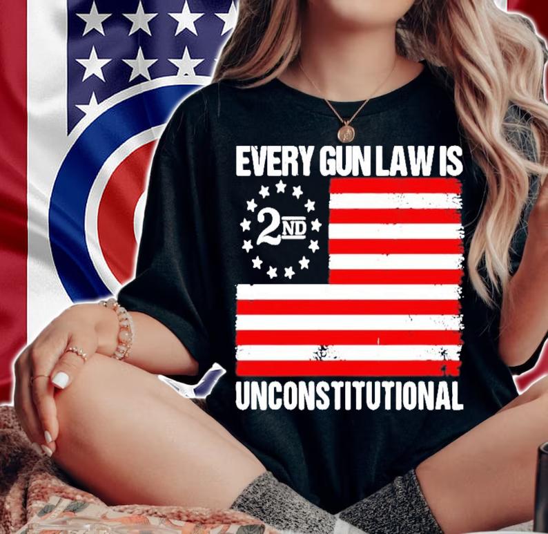 2nd every gun law is unconstitutional American flag shirt woman shirt