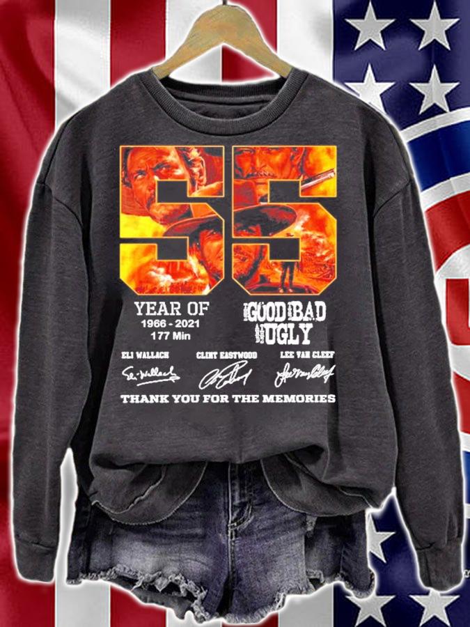 55 years of 1966-2021 177 min Good Bad Ugly thank you for the memories shirt sweatshirt