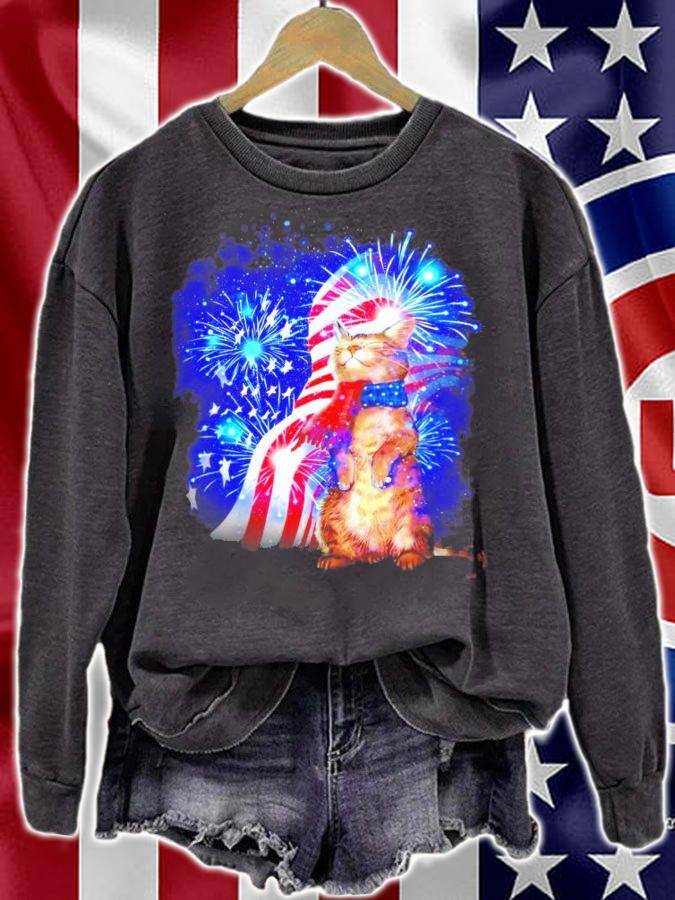Cat Feels Independence Day Atmosphere 4th of July shirt