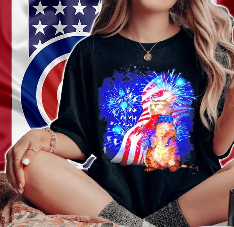 Cat Feels Independence Day Atmosphere 4th of July shirt