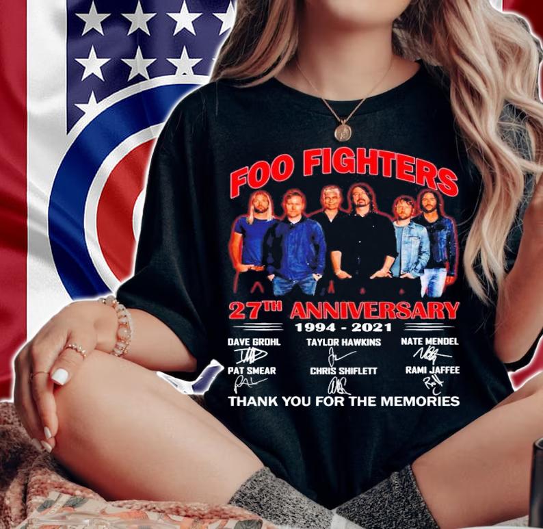 Foo Fighters 27th anniversary 1994-2021 signatures shirt