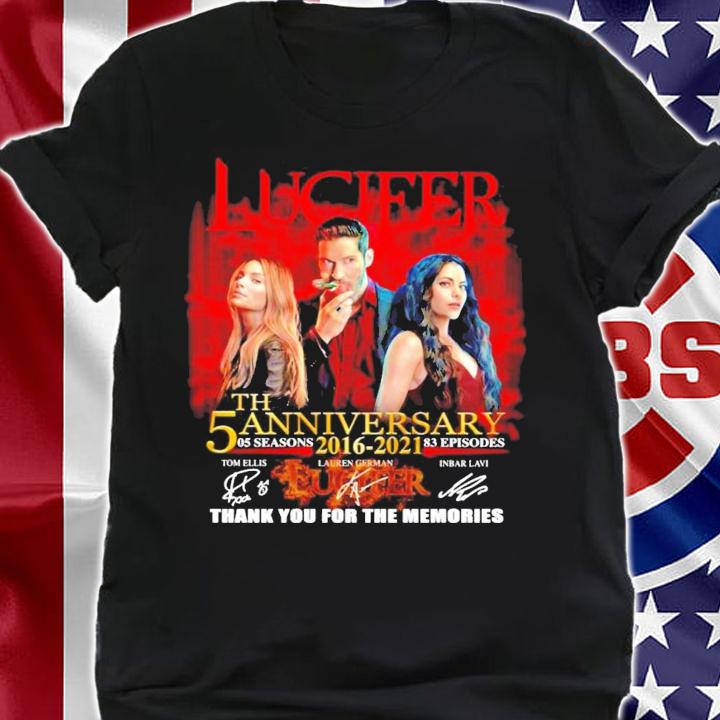 Lucifer 5th anniversary 05 seasons 2016-2021 signatures shirt shirt