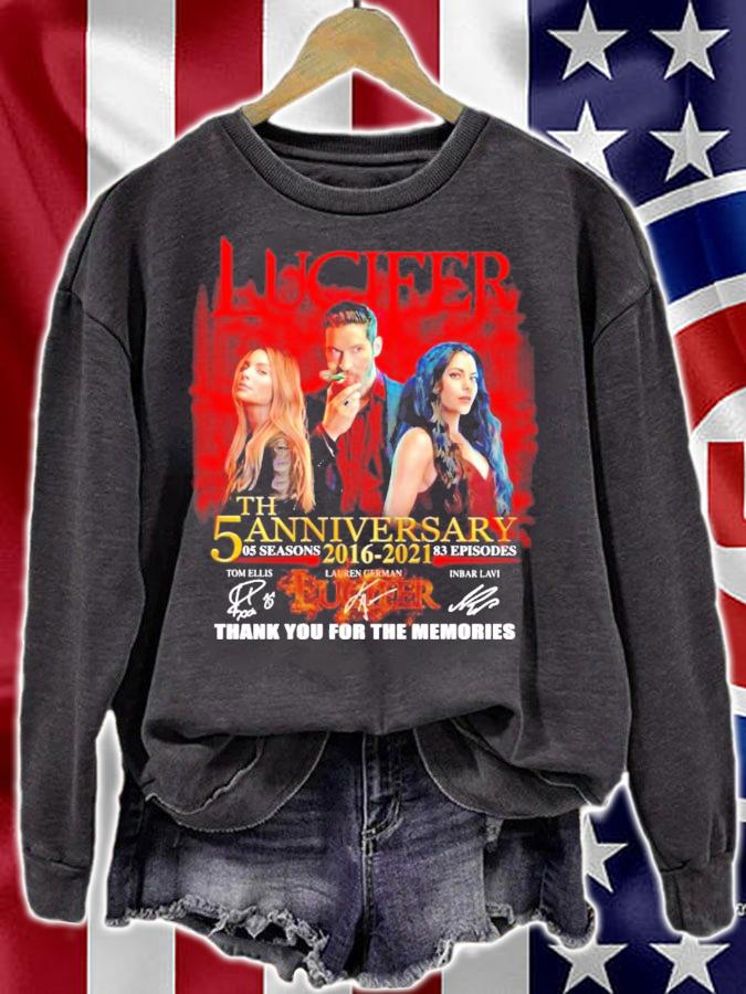 Lucifer 5th anniversary 05 seasons 2016-2021 signatures shirt sweatshirt