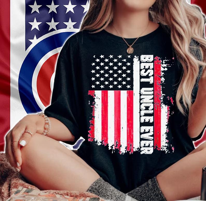 Best uncle ever American flag T-shirt woman shirt