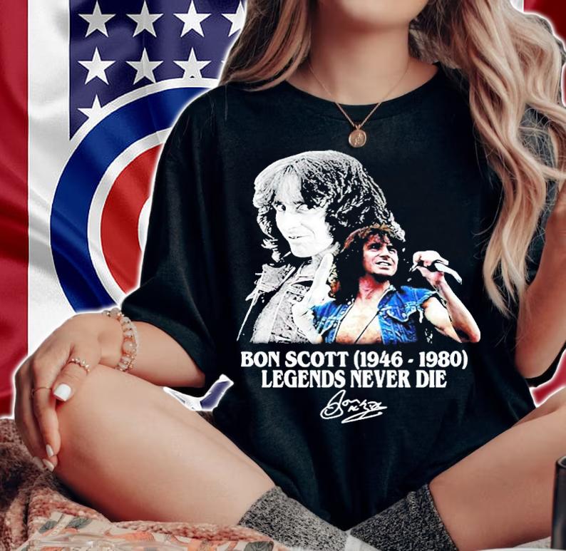 Bon Scott 1946-1980 Legends never die signature shirt woman shirt