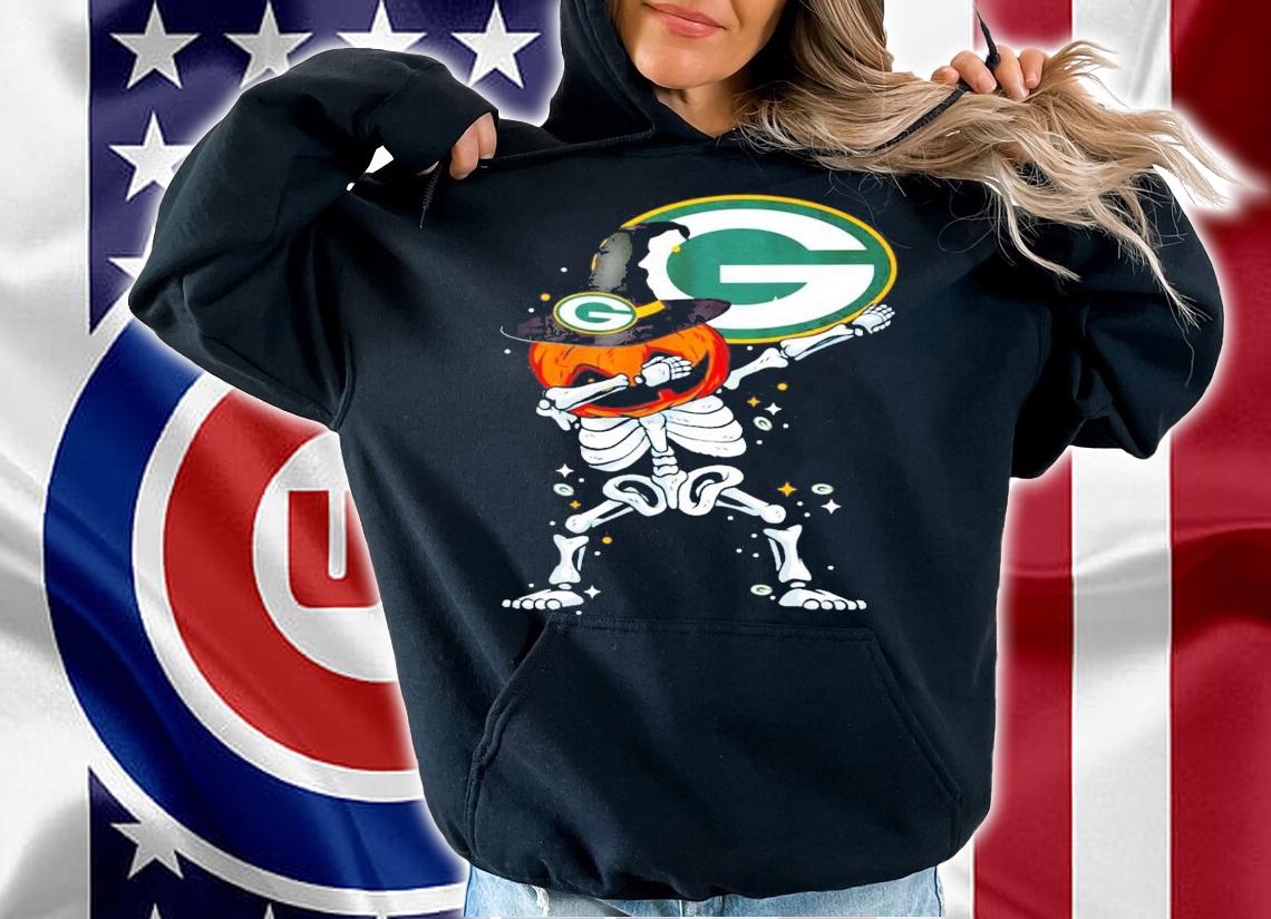 Green Bay Packer Skeleton Dabbing Halloween shirt hoodie