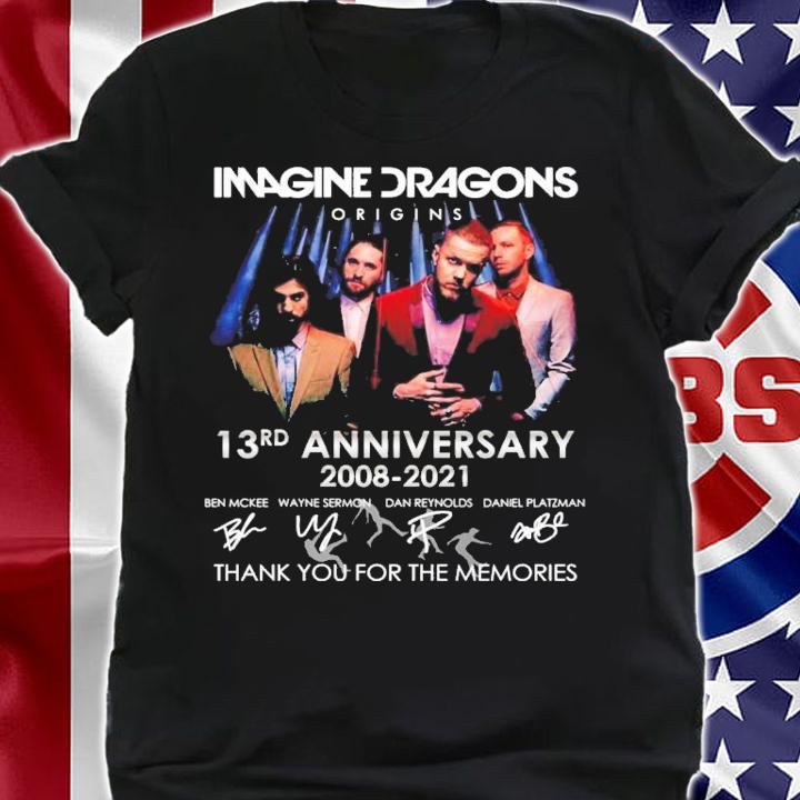 Imagine Dragons Origins 13rd anniversary 2008-2021 signatures t-shirt shirt