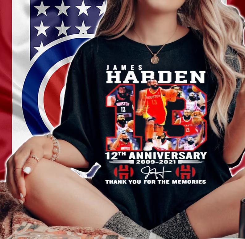 Men's James Harden 12th anniversary 2009-2021 thank you for the memories shirt woman shirt