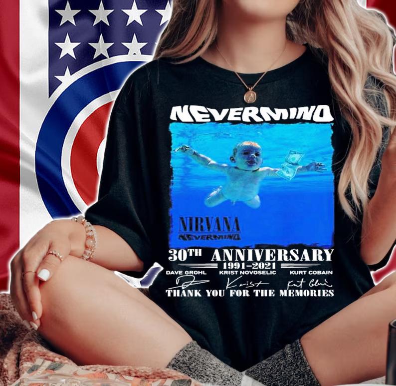 Nevermind Nirvana 30th anniversary 1991-2021 signatures shirt woman shirt