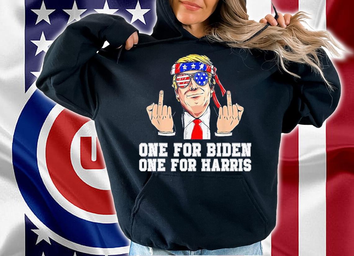 One For Biden One For Harris Donald Trump Middle Finger Biden Harris America Republican T-Shirt