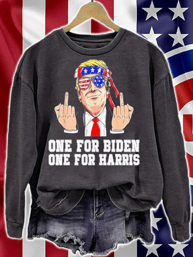 One For Biden One For Harris Donald Trump Middle Finger Biden Harris America Republican T-Shirt