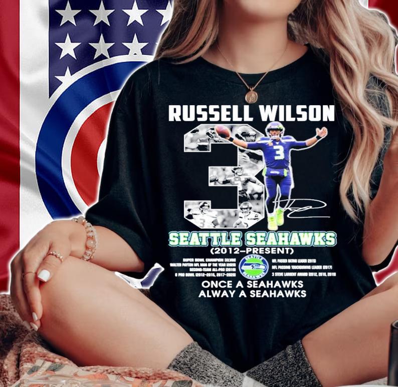 Russell Wilson Seattle Seahawks 2012 present signature shirt woman shirt