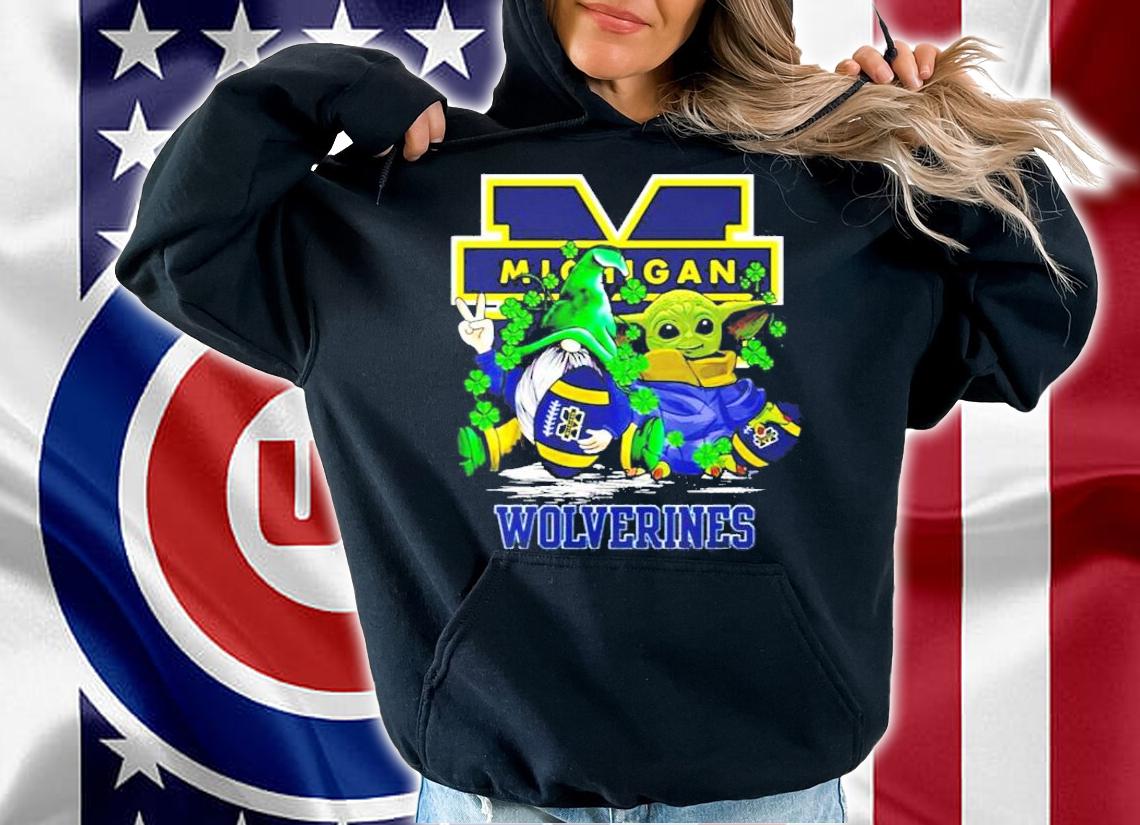 St.Patrick's day Gnome and Baby Yoda Michigan Wolverines shirt hoodie
