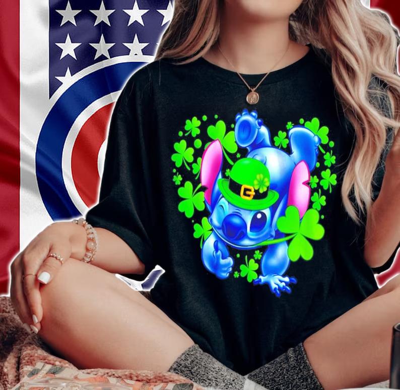 Stitch heart St.Patrick's Day Leprechaun shirt