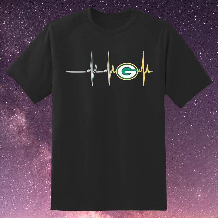 Official Green Bay Packers Football Heartbeat T-Shirt