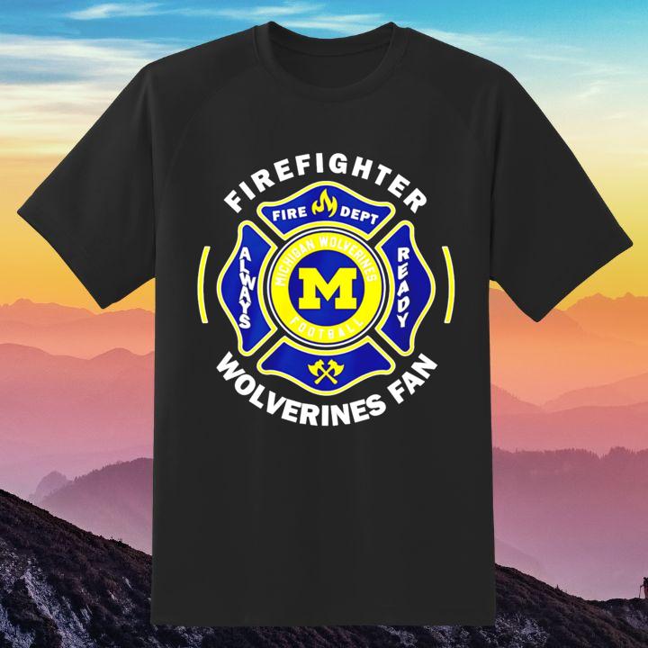 Fire Dept Michigan Wolverines Logo Football Firefighter T-Shirt