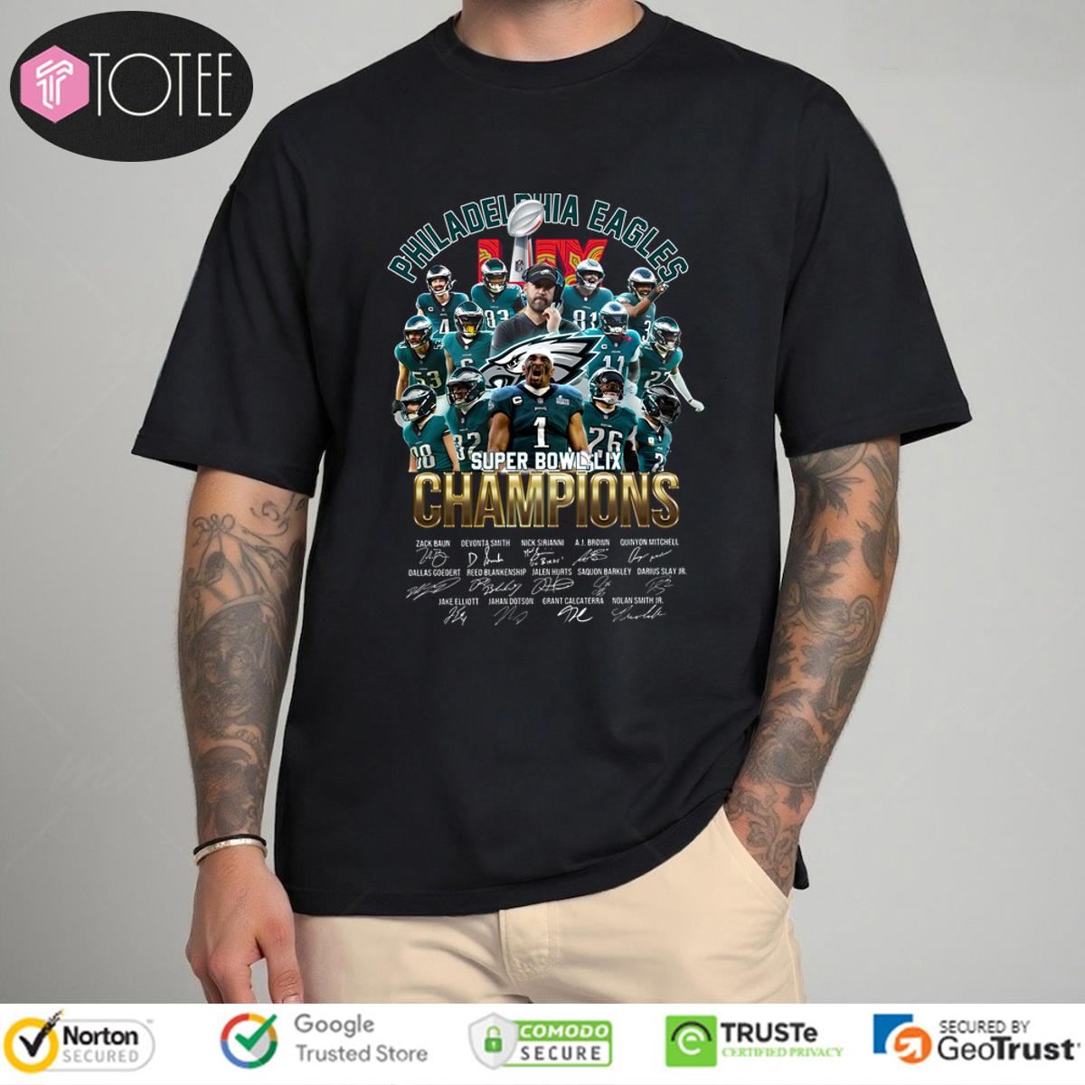 Philadelphia Eagles Super Bowl LIX Champions Signatures T-Shirt