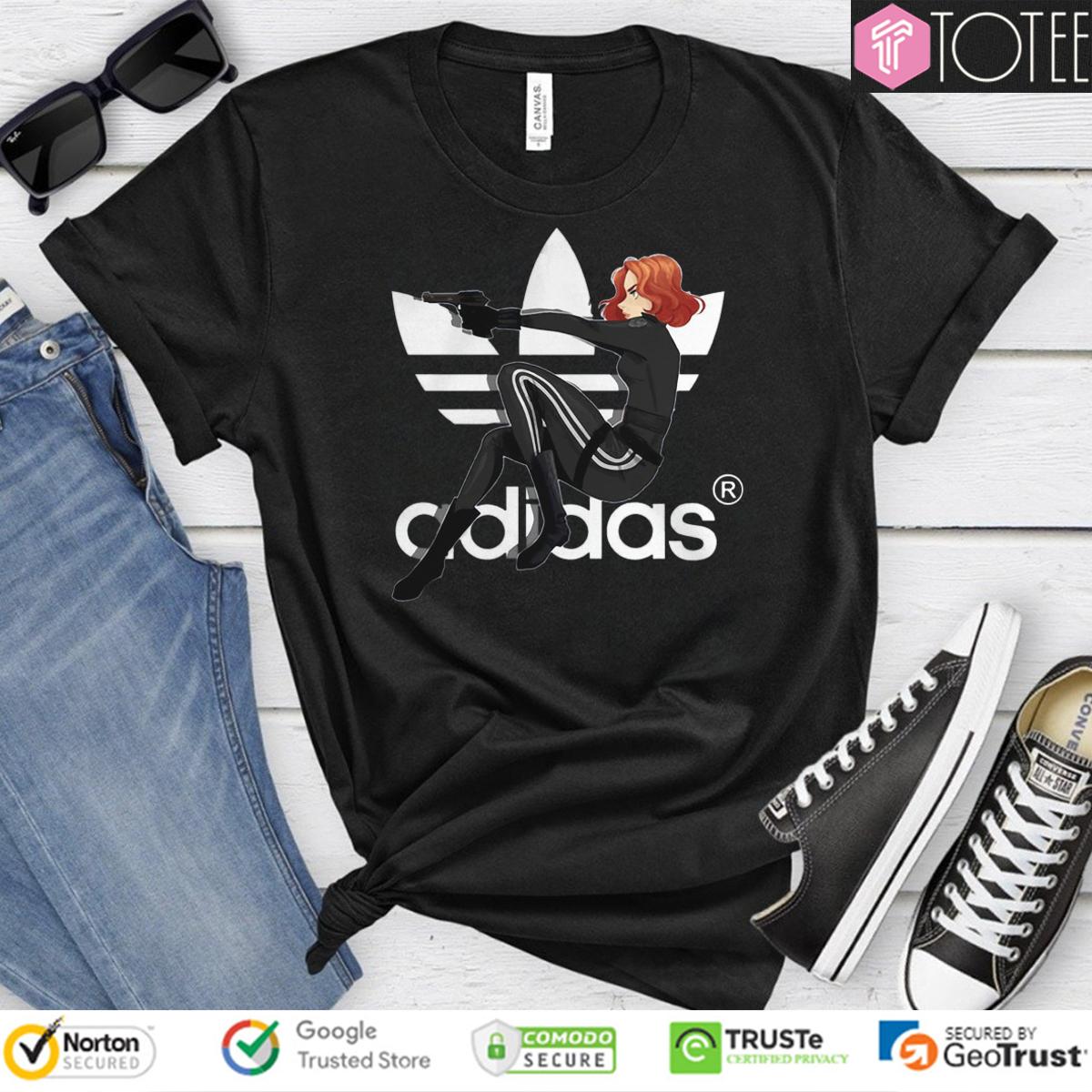 Marvel Black Widow Parody Adidas Logo T-Shirt
