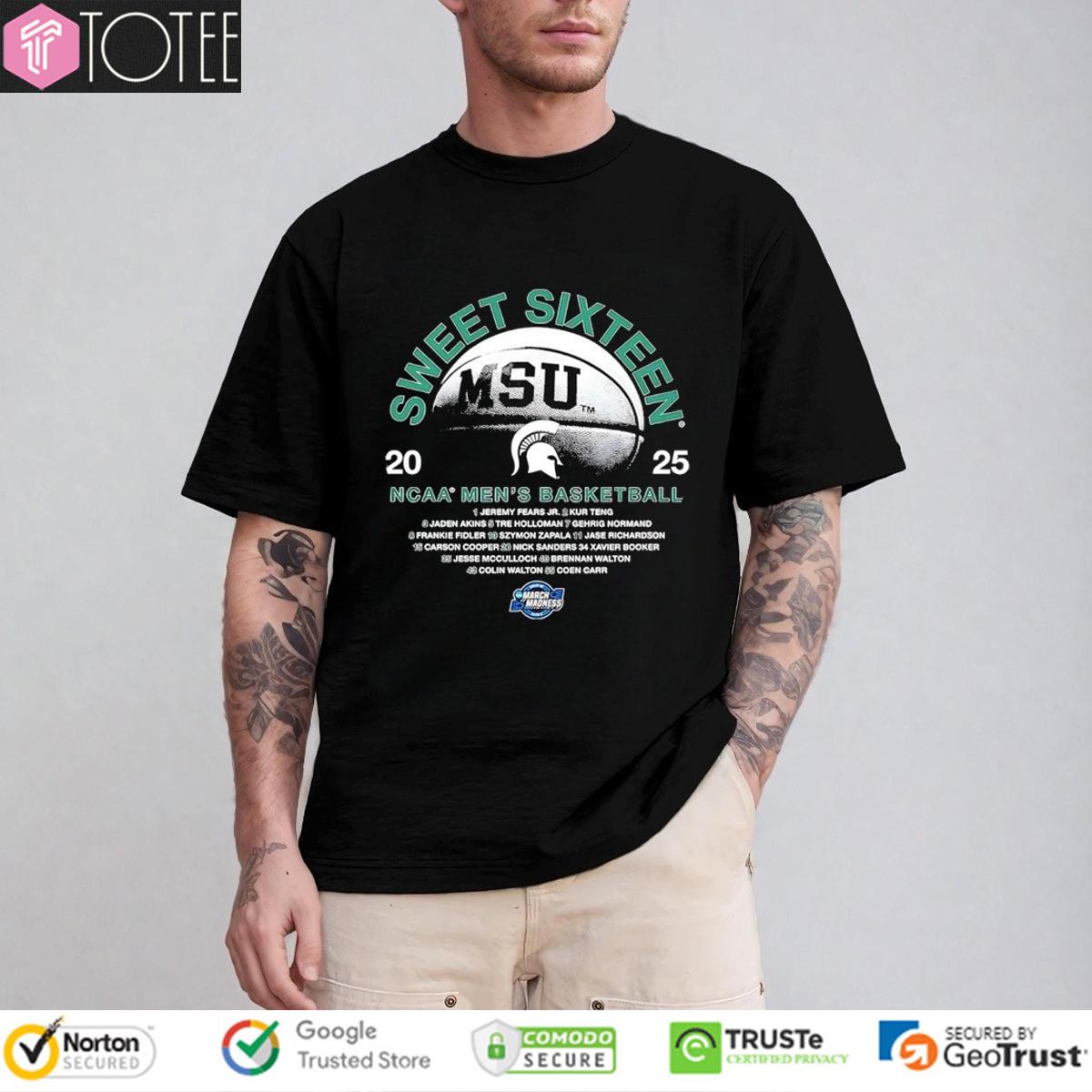 Michigan State Spartans Sweet Sixteen 2025 NCAA Men's Basketball Championship Shirt