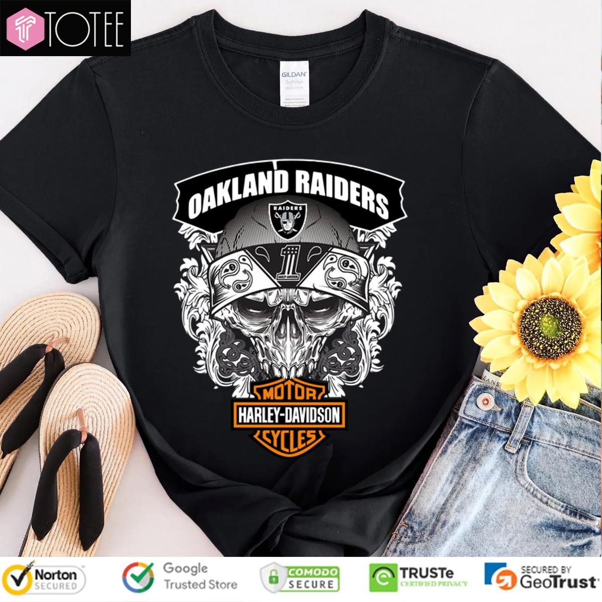 Oakland Raiders Motor Harley Davidson Cycles T-shirt