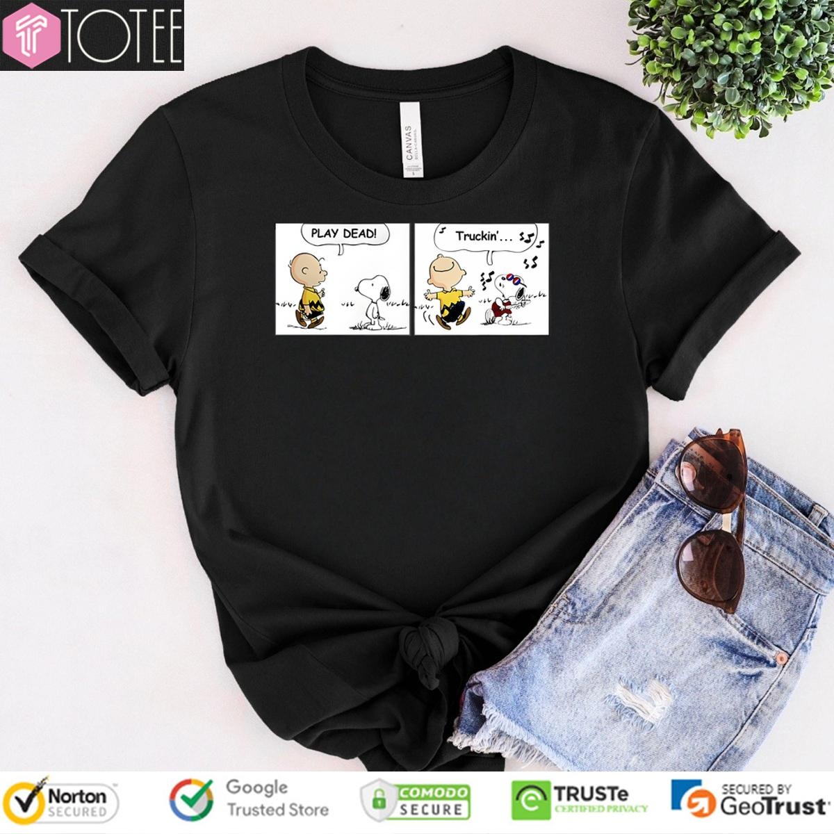 Snoopy Play Dead Charlie Brown Truckin T-shirt